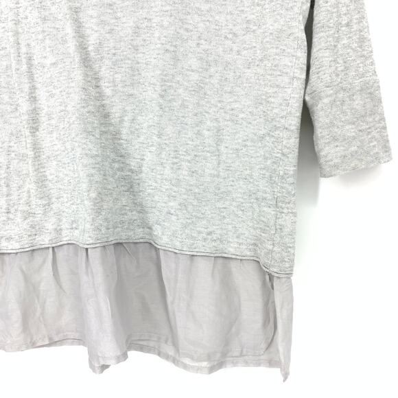 Poetry Women's Sz 6 Gray Pullover Blouse Ruffle Hem Round Neck 3/4 Sleeve Casual - Picture 4 of 7